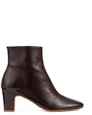 LK Bennett Conway Crinkled Patent Ankle Boots Burgundy - Brown