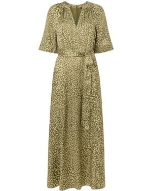 Whistles Leopard Midi Dress, Viscose - Green