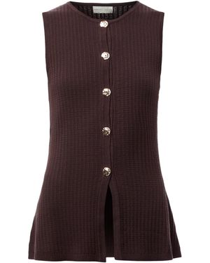 Pretty Lavish Gabriella Crochet Knit Top - Purple