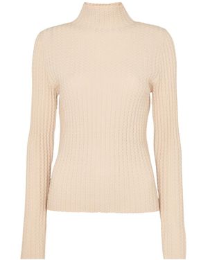 Whistles Women's Textured Detail High Neck Knit - White