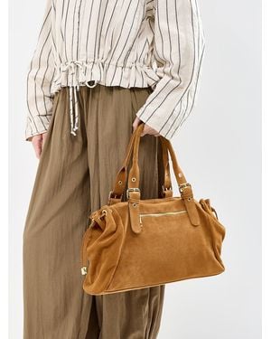 Marlon Beltra Big Suede Tote Bag Tan - Natural