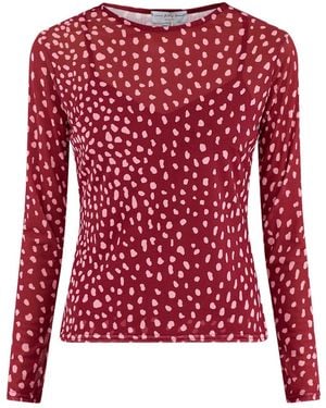 Never Fully Dressed Deer Mesh Long Sleeve Top - Red