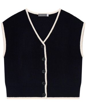 Mint Velvet Women's Navy Contrast Trim Sleeveless Cardigan - Blue