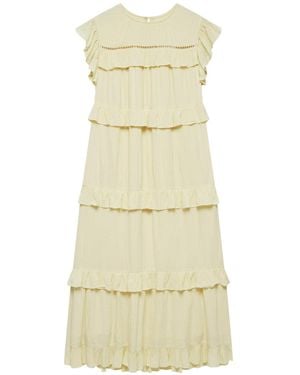 Mint Velvet Tiered Ruffle Midi Dress - Natural