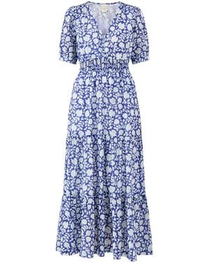 Aspiga Billie Block Print Dress Hibiscus Print - Blue
