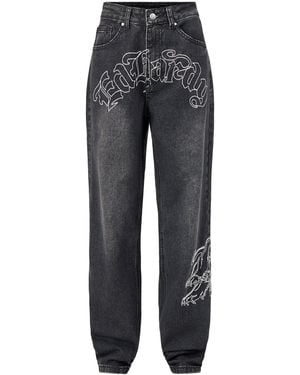 Ed Hardy Gothic Panther Relaxed Jeans - Grey