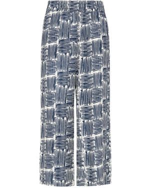 Whistles Hatch Squares Cropped Trouser, Wood/Metal - Blue