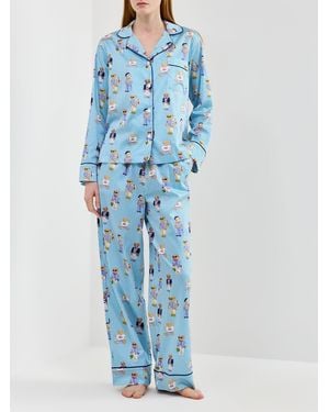 Polo Ralph Lauren Iconic Oxford Bear Madison Pj Set - Blue