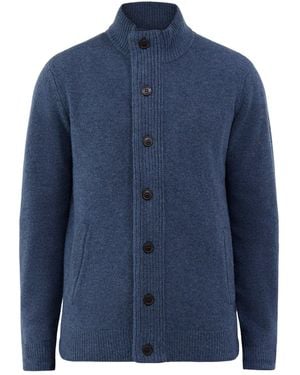Barbour Essential Patch Zip-Through Knitted Jumper - Blue