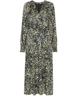 Whistles Khaki/Multi Leopard Swirl Midi Dress, Wood/Metal - Green