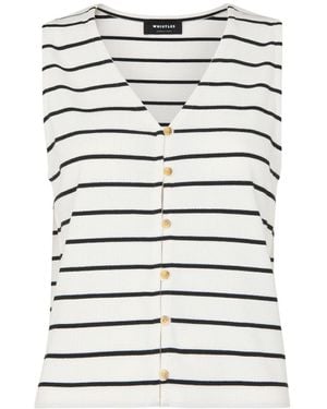 Whistles Stripe Button Front Tank - White