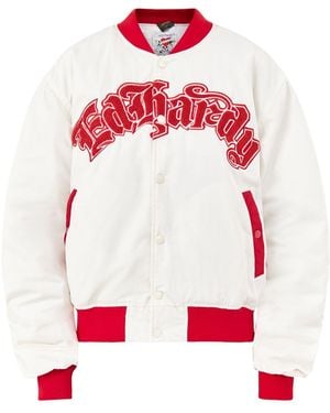 Ed Hardy Gothic Flaming Eagle Bomber Jacket Cream - White