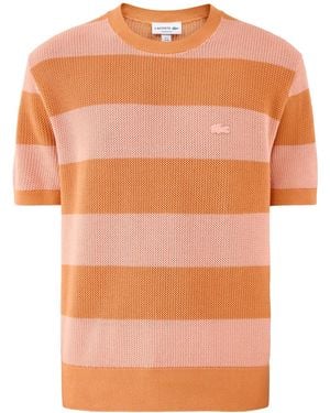 Lacoste Crochet Stripe T-Shirt - Orange