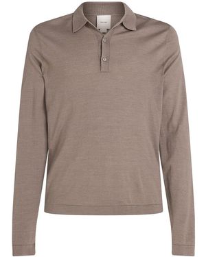 Calvin Klein Italian Merino Long Sleeve Polo - Brown