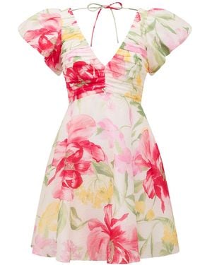 Forever New June Ruched V Neck Mini Dress - Pink