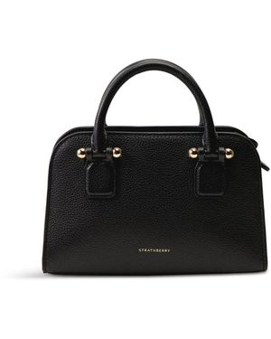 Strathberry Georgia Mini Tote Bag Fine Grain - Black
