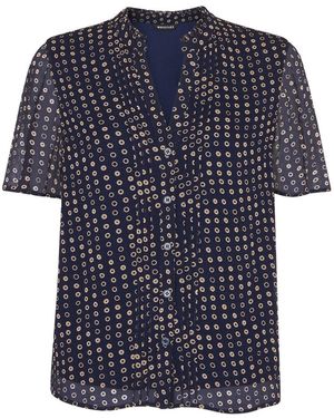 Whistles Women's Spotted Hoop Frill Blouse - Blue