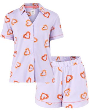 Chelsea Peers Shrimp Hearts Short Pj Set - White