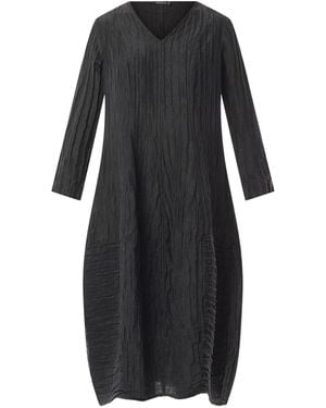 Grizas Crinkle V Neck Dress - Black