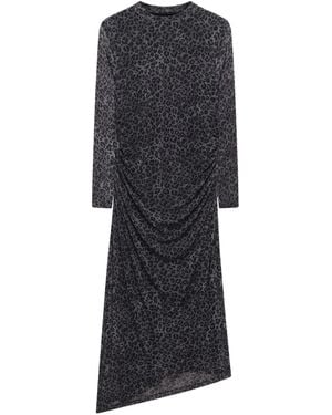 Mint Velvet Women's Leopard Print Mesh Midi Dress - Black