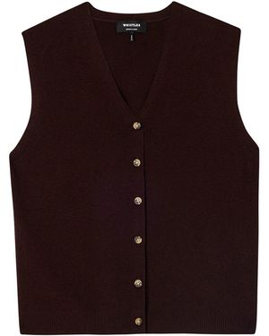 Whistles V-Neck Button Front Knit Tank - Purple