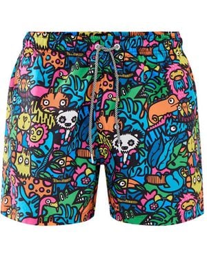 Boardies Munday Jungle Mid Length Swim Shorts - Blue
