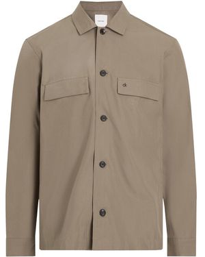 Calvin Klein Boxy Twill Overshirt - Natural