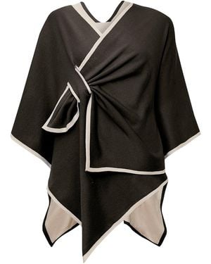 James Lakeland Front Knot Poncho - Black