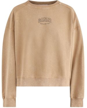 Ganni Essential Isoli Washed Effect Crewneck - Natural