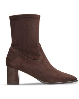 LK Bennett Harp Espresso Block Heel Stretch Ankle Boot - Brown