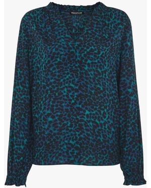 Whistles Forest Leopard Carlotta Blouse - Blue