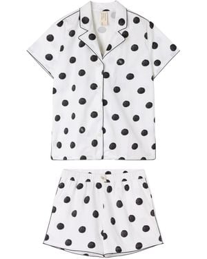 Desmond & Dempsey Dot 402 Short Pyjama Set - White