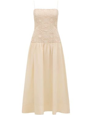 Forever New Cara Crochet Midi Dress - Natural