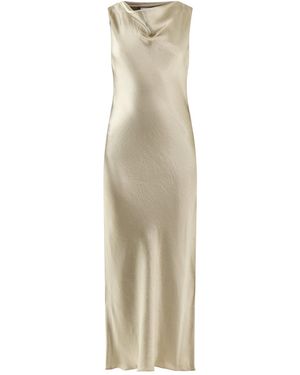 Marella Sapone Shiny Cowl Neck Maxi Dress - Natural