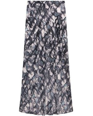 Mint Velvet Abstract Print Midi Slip Skirt - White