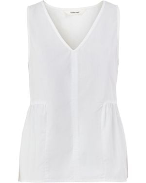 SELECTED Blair V-Neck Peplum Top - White