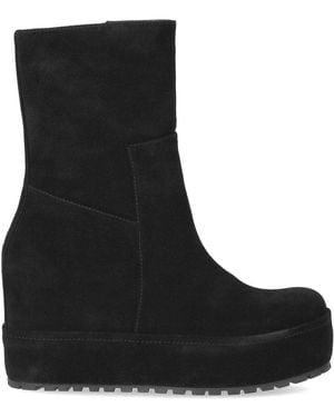 Paloma Barceló Smooth Suede Disa Ankle Boots With Internal Wedge - Black