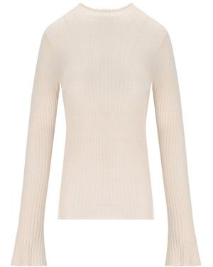 Cruna Maglia A Coste Connie Cipria - Bianco