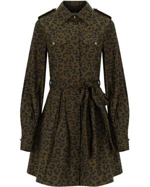 Essentiel Antwerp Abito Keto Animalier Kaki Nero
