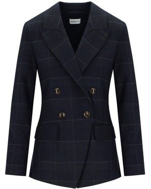 Marella Marineblau Efedra Zweireiher-Blazer Mit Karomuster