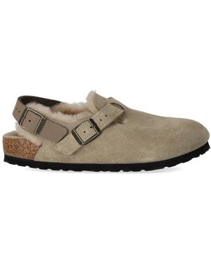Birkenstock Tokio Shearling Taupe Clog - Grey