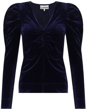 Ganni E Fluwelen Top - Blauw