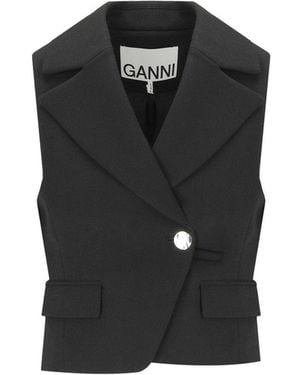 Ganni Crepe Vest - Black