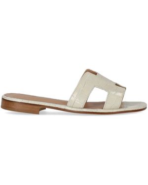Paolo Ferrara Croco Print Sandal - White