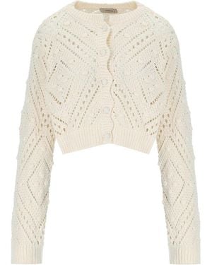 Twinset Cardigan Cropped Light Natural - Bianco