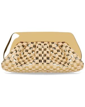 THEMOIRÈ Emera Micro Weaved Straw Laminated Clutch - Metallic