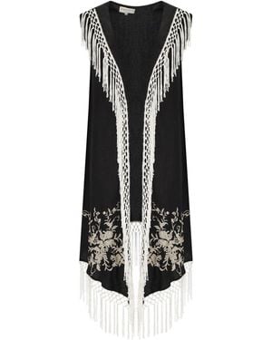 PAHIESA FORMENTERA Fringed Kimono - Black