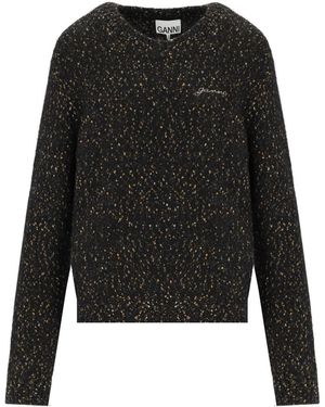 Ganni Maglione Girocollo Mélange - Nero