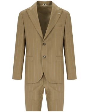 Manuel Ritz Pinstripe Single-Breasted Suit - Green