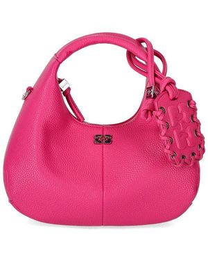 Ganni Mini Hobo Fucsia Handbag - Pink